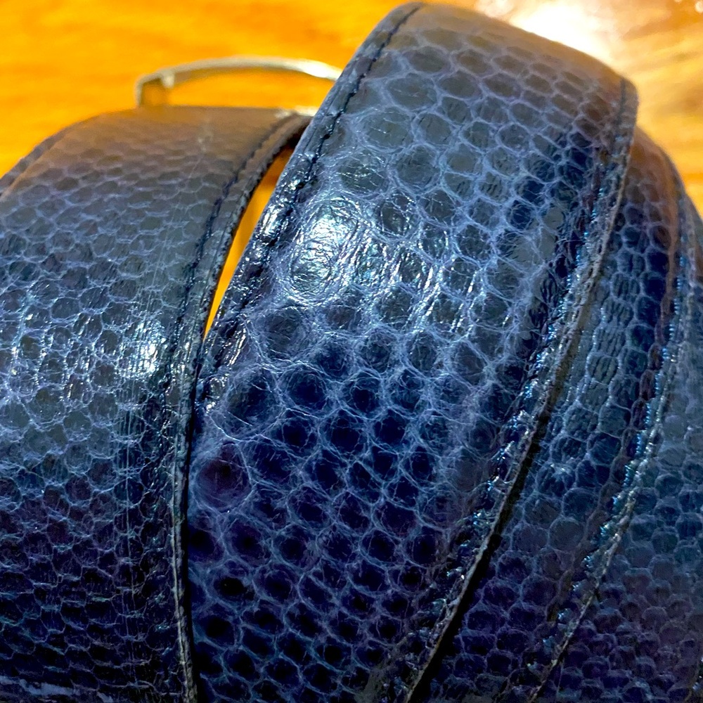 LUXURY BLUE SNAKESKIN LEATHER BELT MENS OR WOMENS